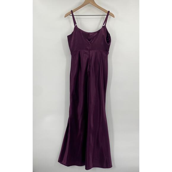 Lulus Make You Shine Satin Gown Mermaid Hem Maxi Dress Dark Purple NEW Womens M - Picture 5 of 8